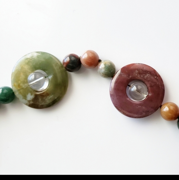 Natural Multi-colored Jasper Bead and Doughnut Circle Necklace. - Picture 9 of 11